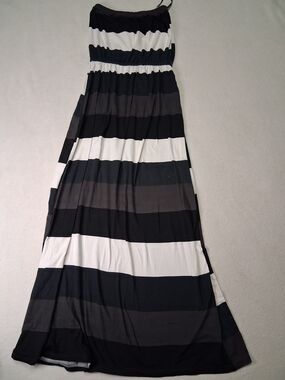5th & Love Black, White & Gray Striped Maxi Dress